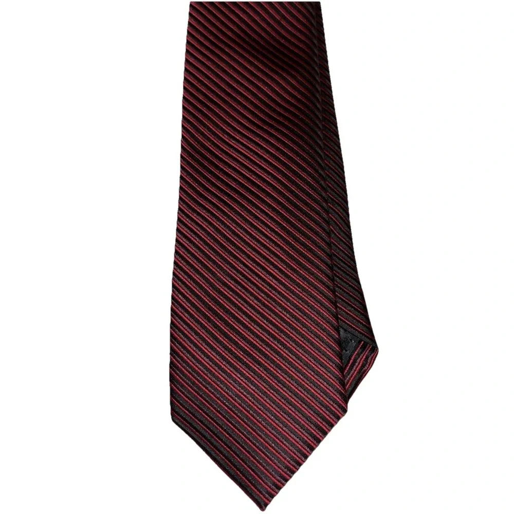 Zenio Boys Or Teen Size Tie Skinny Dark Red On Black Stripe 57
